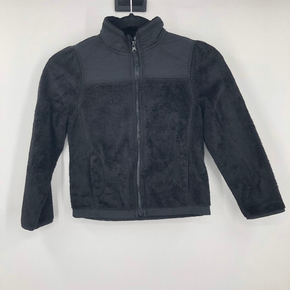 Children's Place Black Cozy Fluffy Full Zip Soft Shell Pocket Fleece Jacket Coat